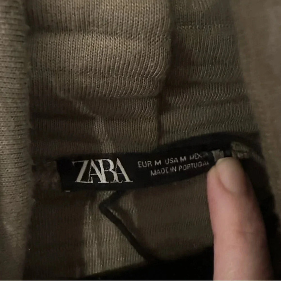 Zara Ottoman 3/4 Sleeve Sage Green Ribbed Funnel Neck Sweater Size M GUC - Picture 6 of 9